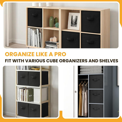 Criusia Large Storage Cubes, 13x13 Cube Storage Bins (Set of 10), Fabric Collapsible Storage Bins with Dual Handles, Foldable Cube Baskets for Shelf, Closet Organizers and Storage Box (Grey)