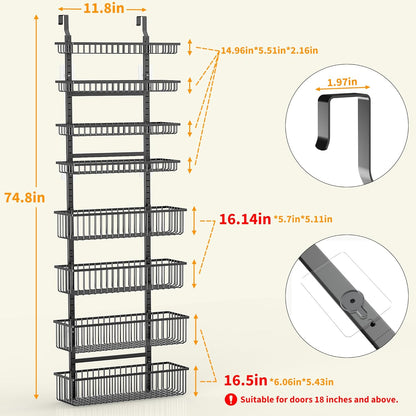Moforoco White Over The Door Pantry Organizer, Pantry Organization and Storage, Metal Hanging Spice Rack Shelves Door, Seasoning Shelves, Laundry Room Organization, House and Kitchen Essentials