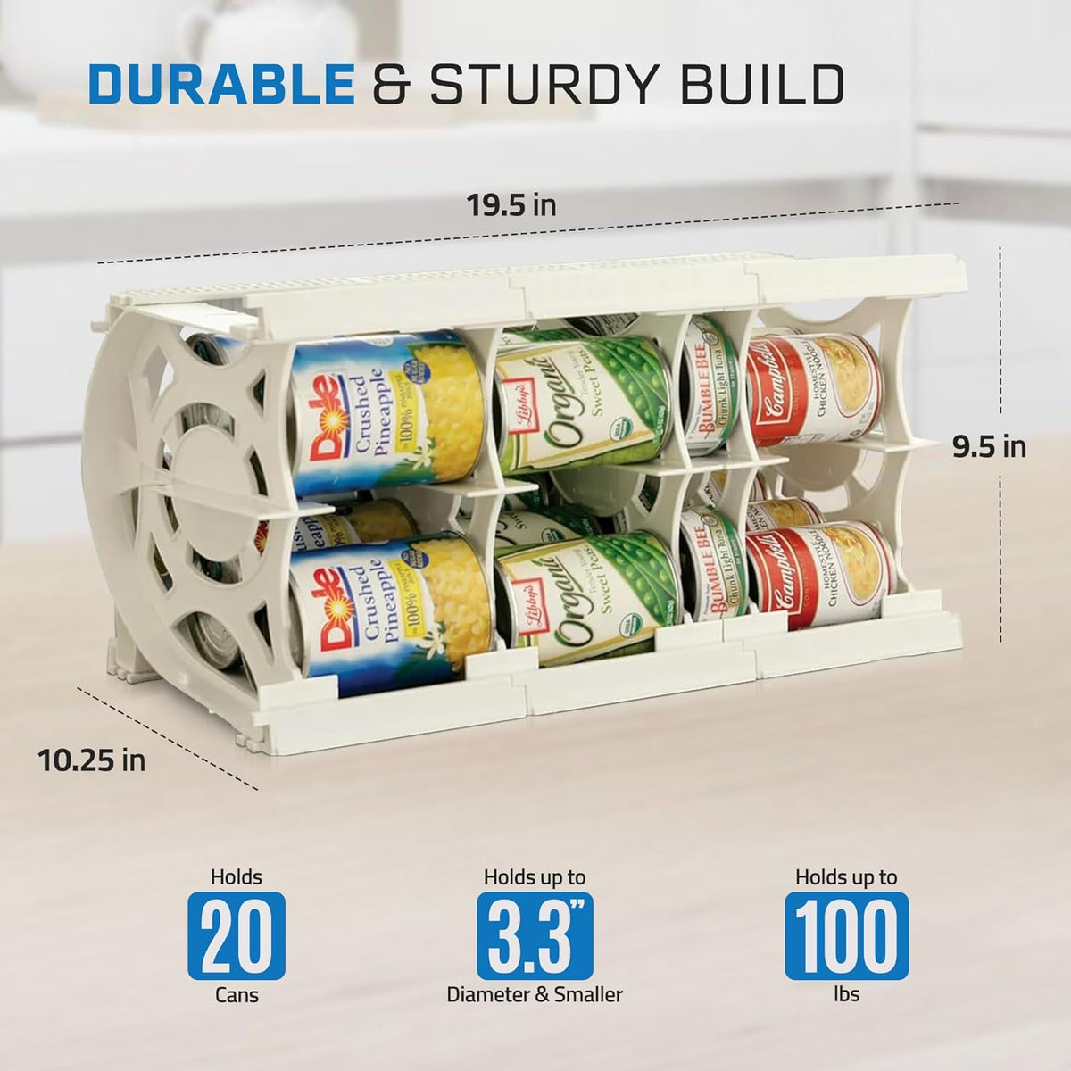 Shelf Reliance Cansolidator Pantry Plus - Can Organizer for Pantry, Stackable Soda Can Storage for Kitchen, Holds 60 Cans of Food or Soda