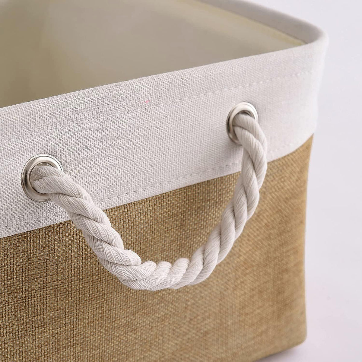 Fabric Storage Bins 12x8x5 inch [6-Pack] with Rope Handles - Decorative Baskets for Organizing