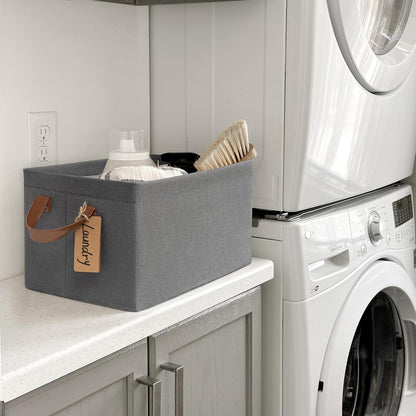 CHICVITA Large Storage Baskets for Shelves, Fabric Storage Bins with Metal Frame, Closet Organizers and Storage Boxes for Clothes Toy, Beige