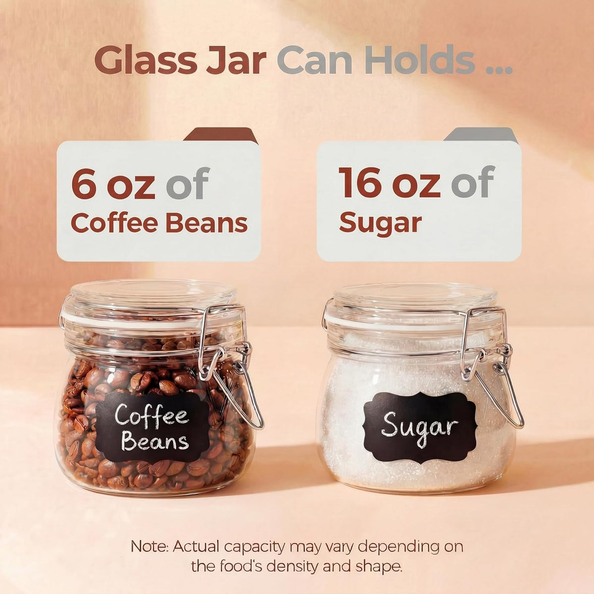 78oz - 3 Pack Square Glass Jars with Airtight Lid, Wide Mouth Mason Jars with Clamp Lids, Air Tight Glass Canisters, Best Food Storage Containers for Flour, Sugar, Cereal, Pasta, Rice, Coffee, Spice
