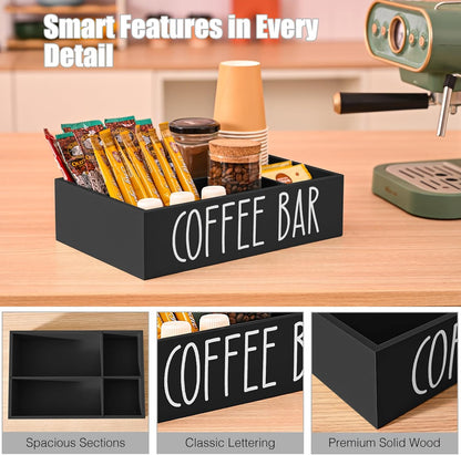 STORAGENIE Wooden Coffee Station Organizer – Removable Dividers, Storage for Coffee Pods, Tea Bags & Accessories, Oasis Blue (11.8" x 7.87" x 3.15")