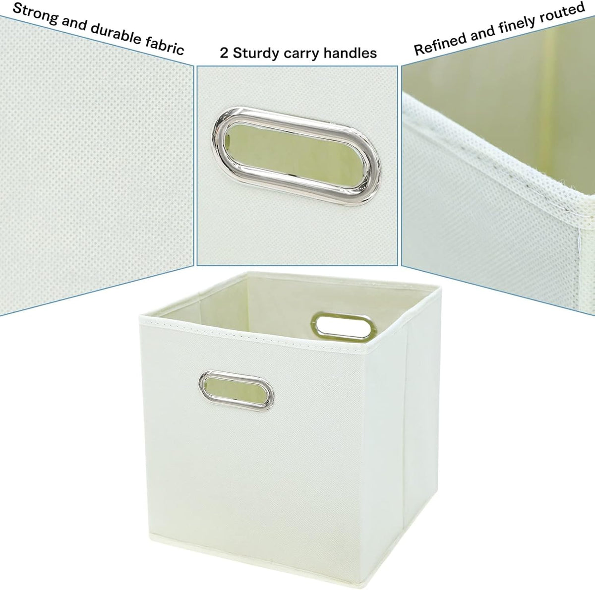 Black Fabric Cubby Storage Bins，13x13x13 Inches ，Cube Organizer Bin Foldable Storage Boxes with Dual Handles Fabric Organizer Box and collapsible Storage basket，Set of 3 ，Black