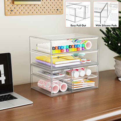 Acrylic Makeup Organizer with 13 Drawers, Bathroom Counter Organizer, Acrylic Organizers, Desk Organizer, Office Supplies, Storage Drawers for Cosmetic, Pencil, Coffee, etc 3 Pack