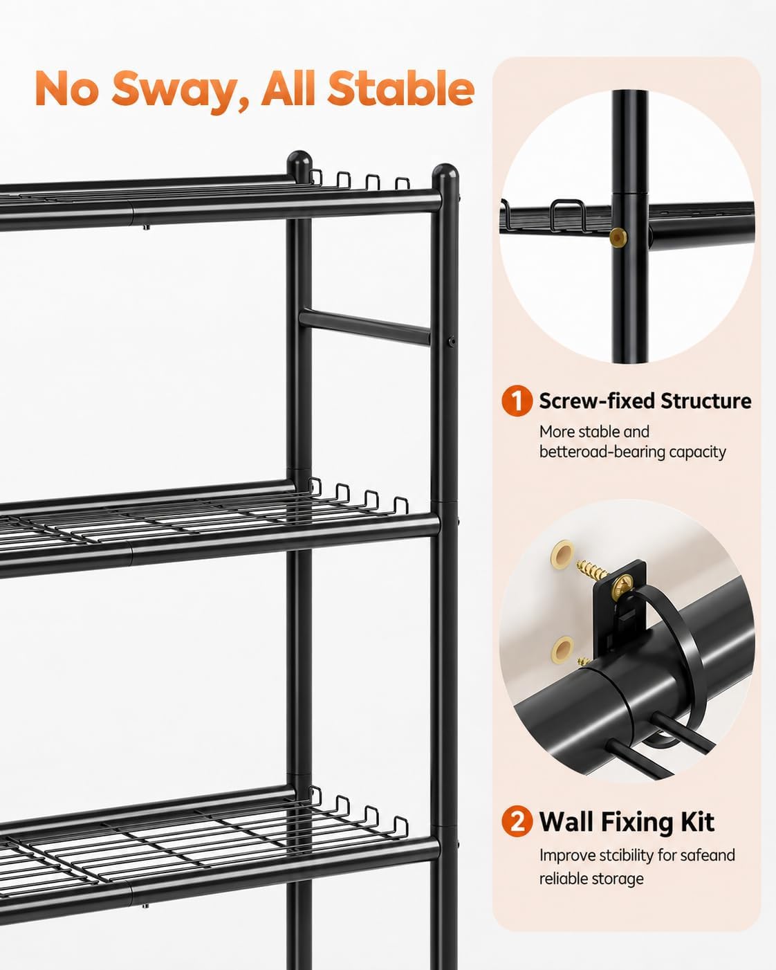 Metal Storage Shelves 5-Tier, Wire Shelving Unit for Kitchen