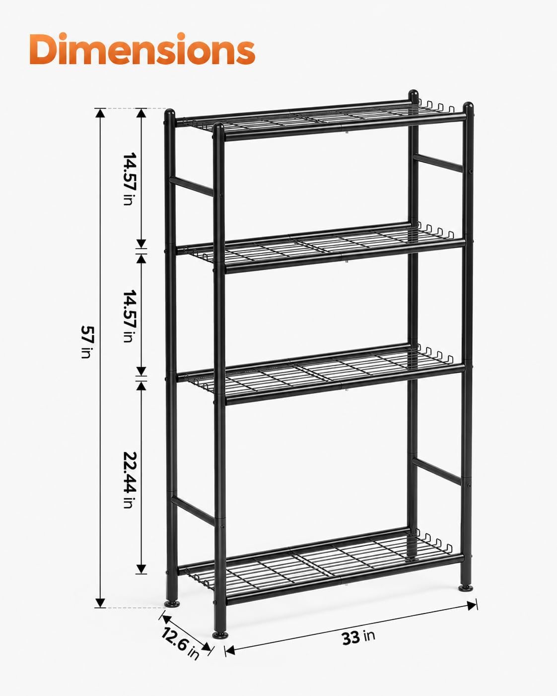 Metal Storage Shelves 5-Tier, Wire Shelving Unit for Kitchen