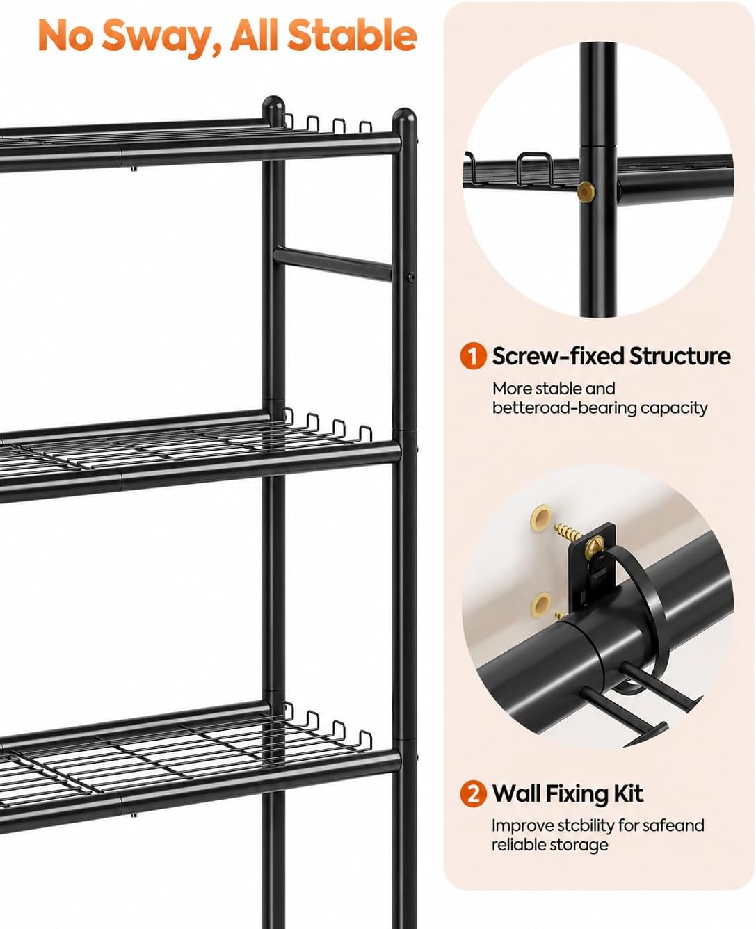 Metal Storage Shelves 5-Tier, Wire Shelving Unit for Kitchen