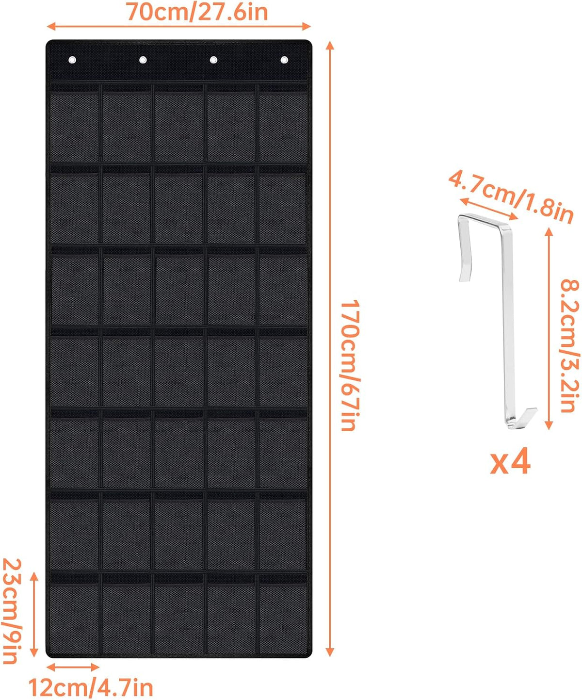 35 Pockets Door Hanging Cup Organizer Fit for Stanley Tumbler, Black | Large Capacity Over the Door Water Bottle Organizer in Kitchen, Pantry, Classroom, Elastic Mesh Secure Storage Cup Holder
