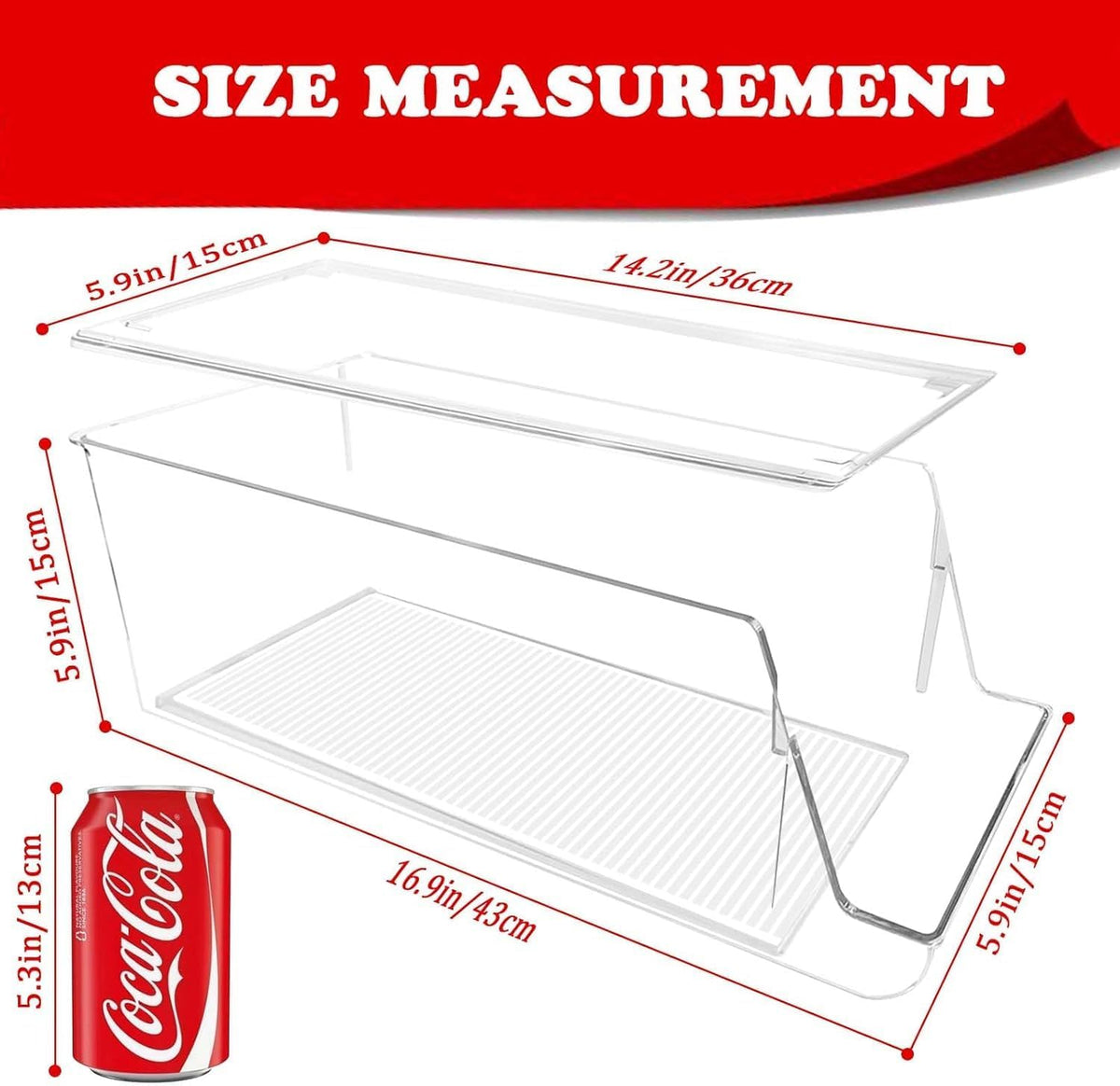 Soda Can Organizer for Refrigerator Stackable Can Holder Dispenser with Lid for Fridge, Pantry, Freezer – Holds 12 Cans Each, BPA-Free, Clear Design, (2-Pack)