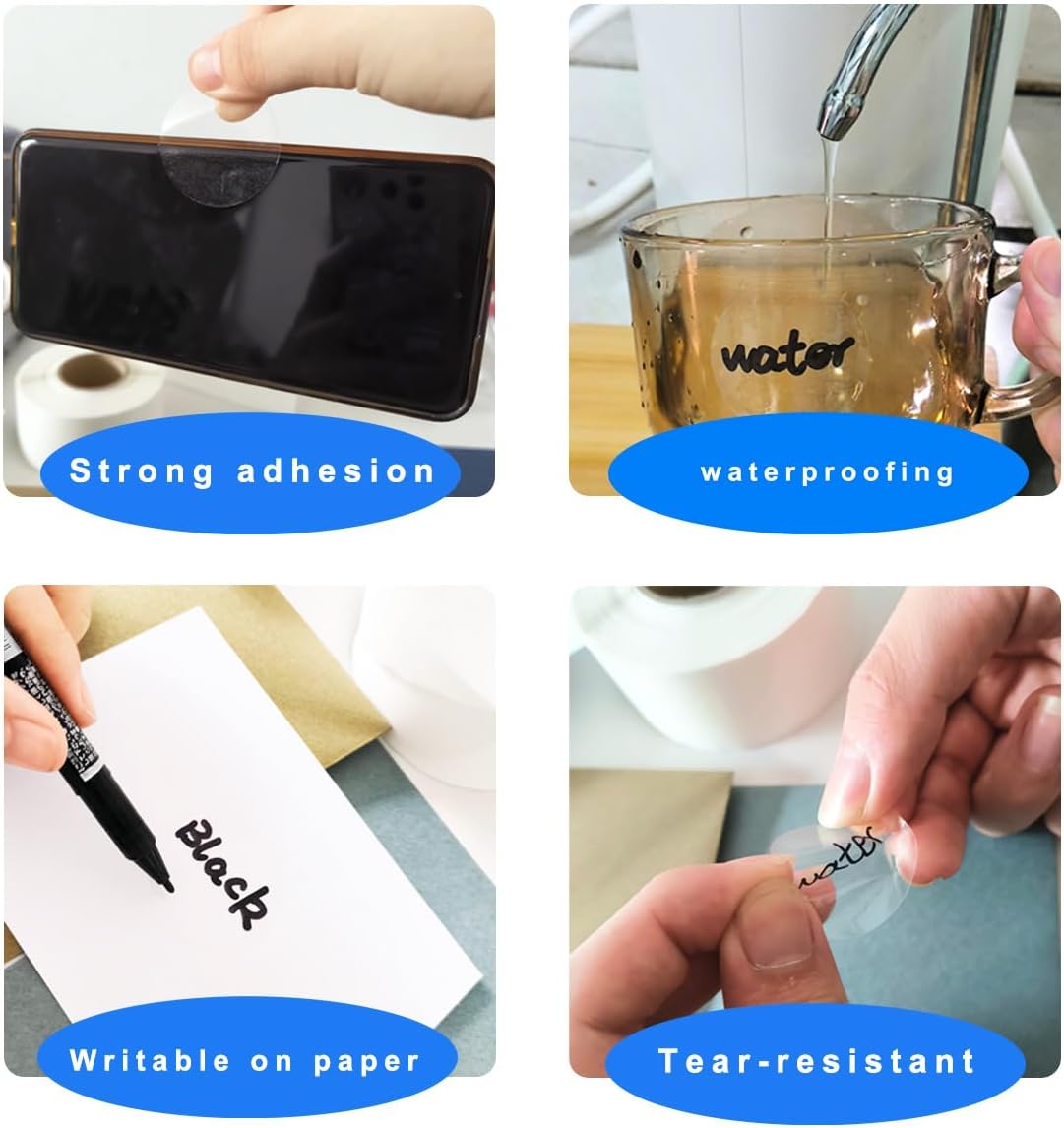 1000 Pcs Clear Round Stickers, 1-in Waterproof Clear Circle Sticker Transparent Self Adhesive Envelope Seal Sticker Labels for Gift Packaging, Mail,Boxes