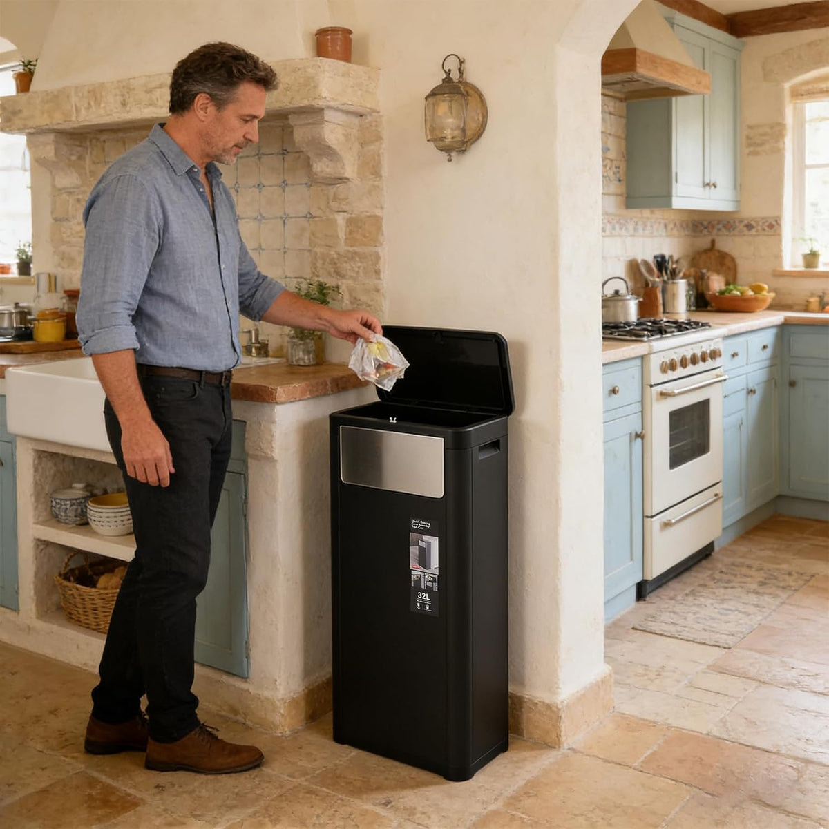 8.45 Gallon Slim Trash Can with Lid