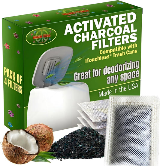 Charcoal Air Filters compatible with iTouchless Trash Can 4 Pk