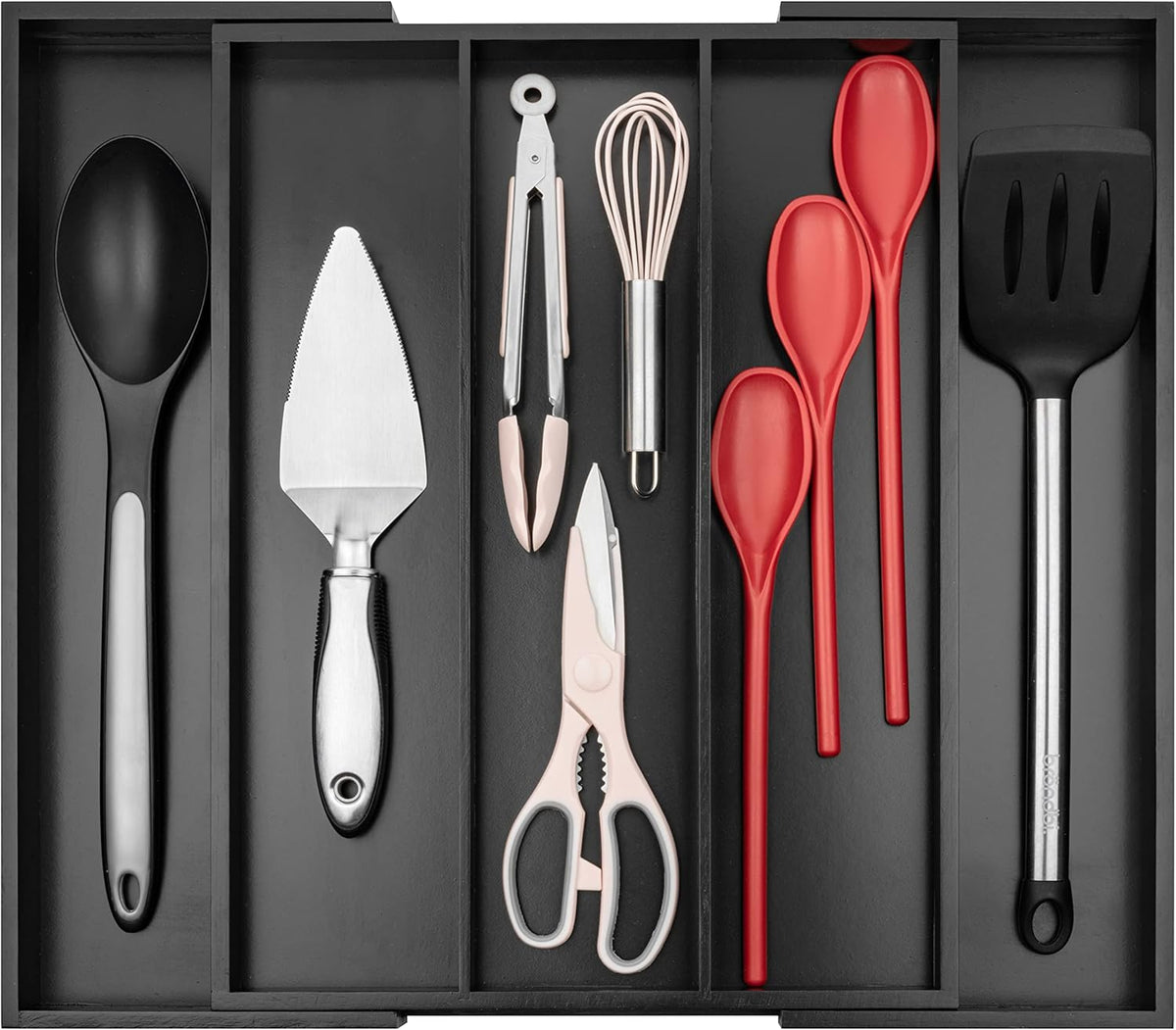 Kitchen Drawer Organizer - Expandable Utensil Drawer Organizer for Kitchen, Cutlery Tray & Silverware Organizer, 3-5 Slots - Bamboo Organizer for Utensils & Flatware (Natural)