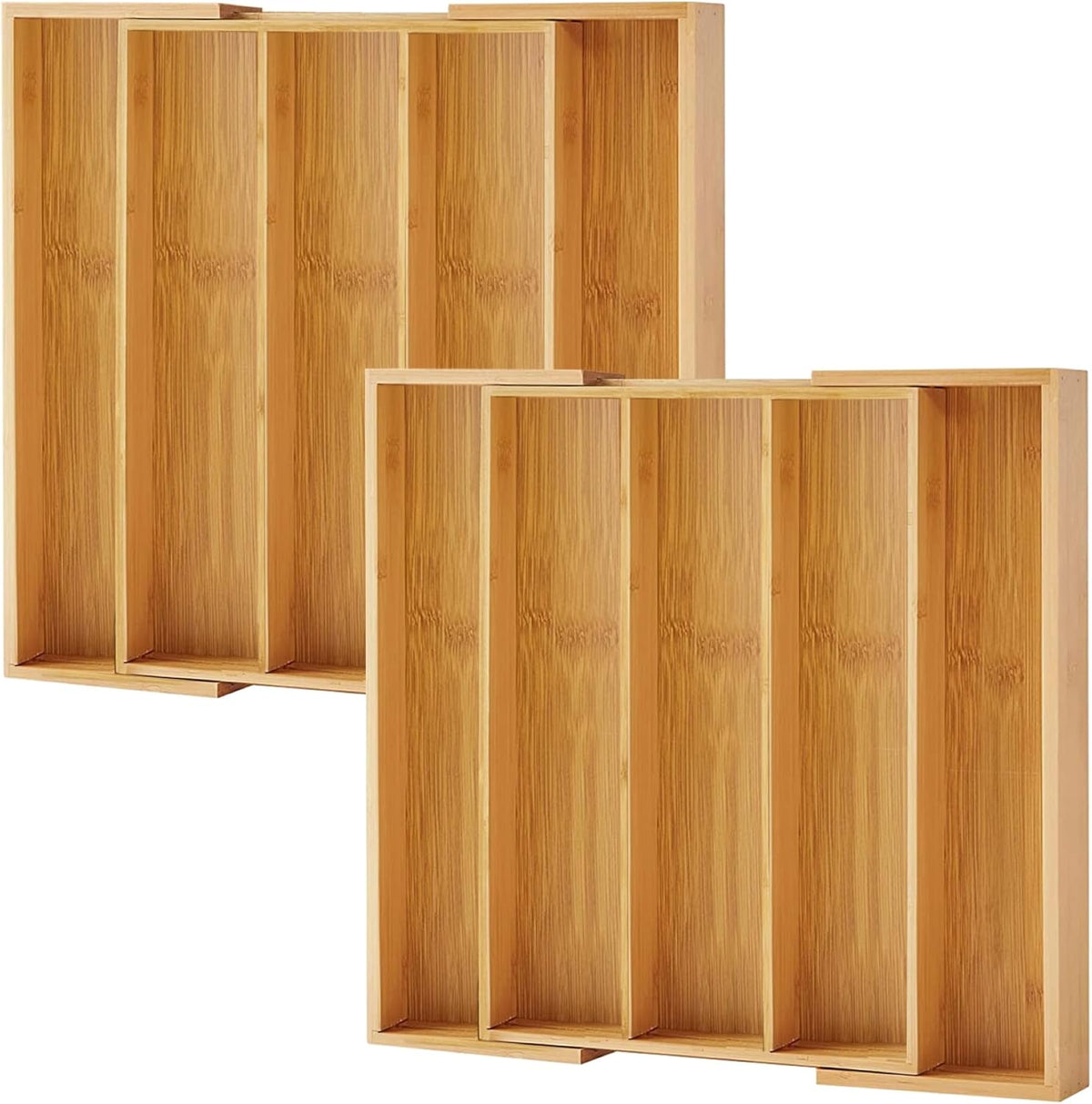 Kitchen Drawer Organizer - Expandable Utensil Drawer Organizer for Kitchen, Cutlery Tray & Silverware Organizer, 3-5 Slots - Bamboo Organizer for Utensils & Flatware (Natural)
