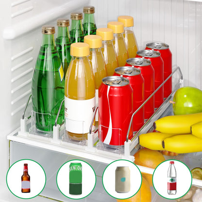 Drink Organizer for Fridge, Automatic Drink Dispenser for Fridge, 12-20oz Soda Can Dispenser for Refrigerator, Soda Can Organizer for Pantry Holds up to 15 Cans, 3 Row