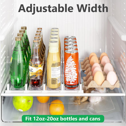 Drink Organizer for Fridge, Automatic Drink Dispenser for Fridge, 12-20oz Soda Can Dispenser for Refrigerator, Soda Can Organizer for Pantry Holds up to 15 Cans, 3 Row