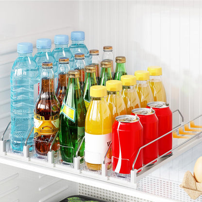 Drink Organizer for Fridge, Automatic Drink Dispenser for Fridge, 12-20oz Soda Can Dispenser for Refrigerator, Soda Can Organizer for Pantry Holds up to 15 Cans, 3 Row