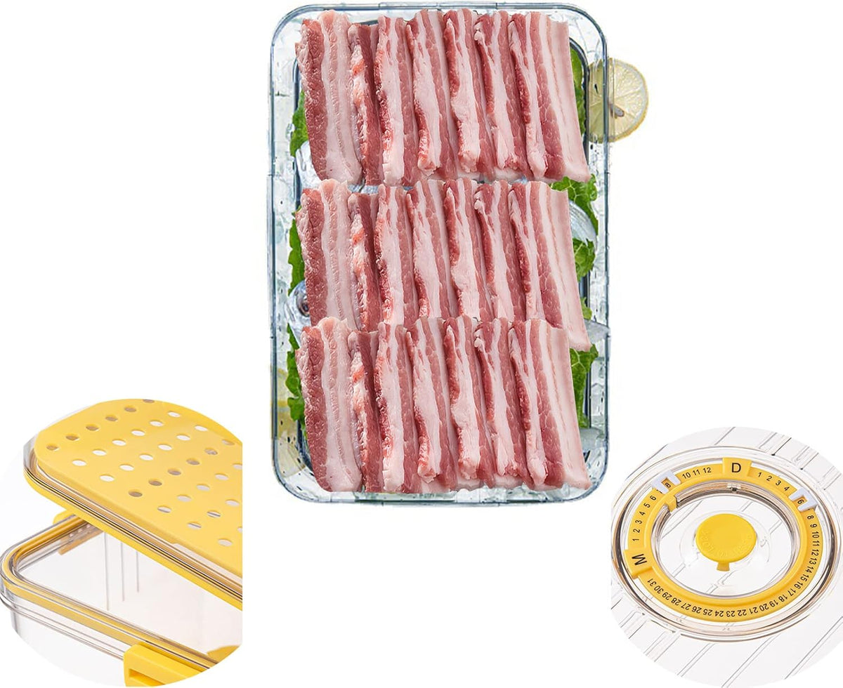 Airtight Bacon Keeper Containers with Lids, Premium Cold Cut Storage for Cheese, Deli Meat, Cookies & Meal Prep, Fridge & Freezer Safe (1 Pack)
