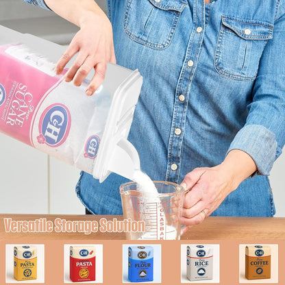 All Purpose Kitchen Organization Bag in Storage Container for Cereal, Flour, Sugar, Rice, 4 QT, White Lid