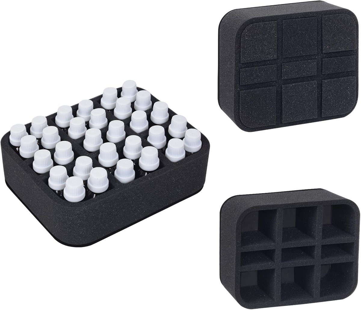 Essential oils Organizer Holder Foam Pad with Slots, Holds 40 bottles of 10ml、15ml Bottles, Removable Dividers，Black