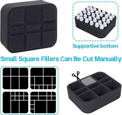 Essential oils Organizer Holder Foam Pad with Slots, Holds 40 bottles of 10ml、15ml Bottles, Removable Dividers，Black