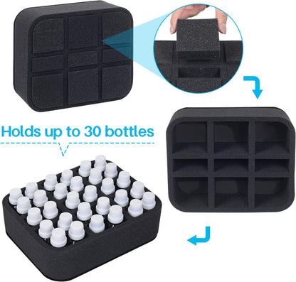 Essential oils Organizer Holder Foam Pad with Slots, Holds 40 bottles of 10ml、15ml Bottles, Removable Dividers，Black