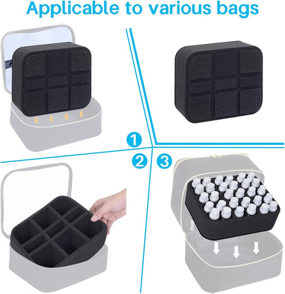 Essential oils Organizer Holder Foam Pad with Slots, Holds 40 bottles of 10ml、15ml Bottles, Removable Dividers，Black