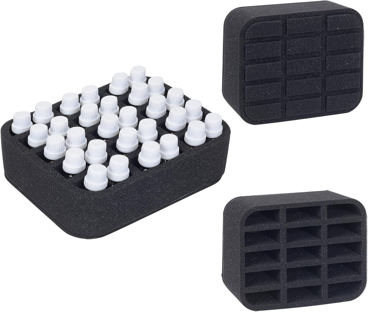 Essential oils Organizer Holder Foam Pad with Slots, Holds 40 bottles of 10ml、15ml Bottles, Removable Dividers，Black