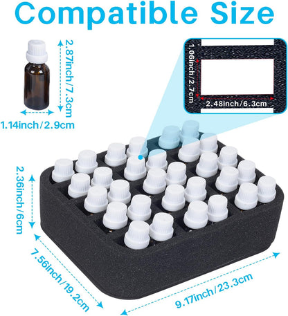Essential oils Organizer Holder Foam Pad with Slots, Holds 40 bottles of 10ml、15ml Bottles, Removable Dividers，Black