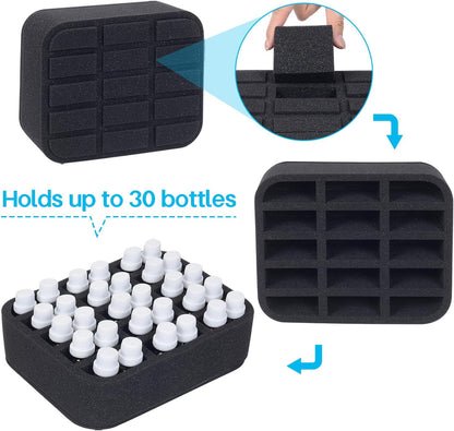 Essential oils Organizer Holder Foam Pad with Slots, Holds 40 bottles of 10ml、15ml Bottles, Removable Dividers，Black