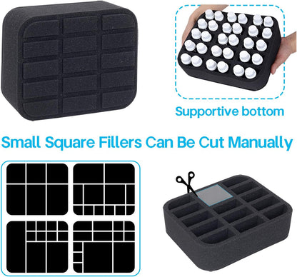 Essential oils Organizer Holder Foam Pad with Slots, Holds 40 bottles of 10ml、15ml Bottles, Removable Dividers，Black