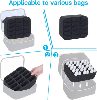 Essential oils Organizer Holder Foam Pad with Slots, Holds 40 bottles of 10ml、15ml Bottles, Removable Dividers，Black