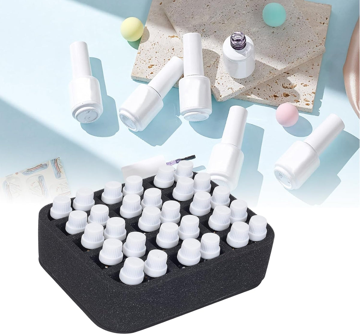 Essential oils Organizer Holder Foam Pad with Slots, Holds 40 bottles of 10ml、15ml Bottles, Removable Dividers，Black