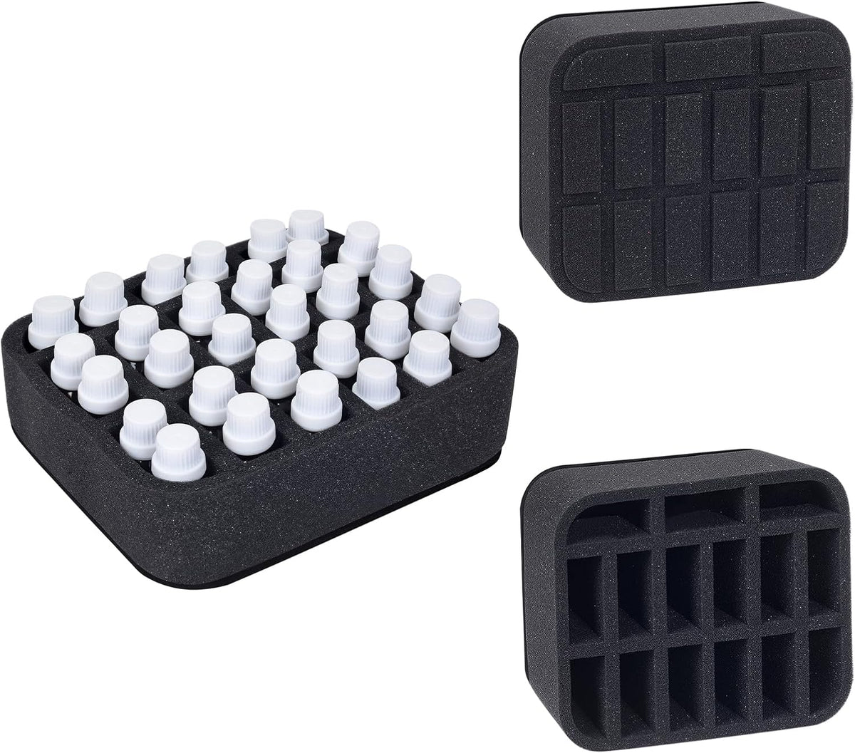 Essential oils Organizer Holder Foam Pad with Slots, Holds 40 bottles of 10ml、15ml Bottles, Removable Dividers，Black