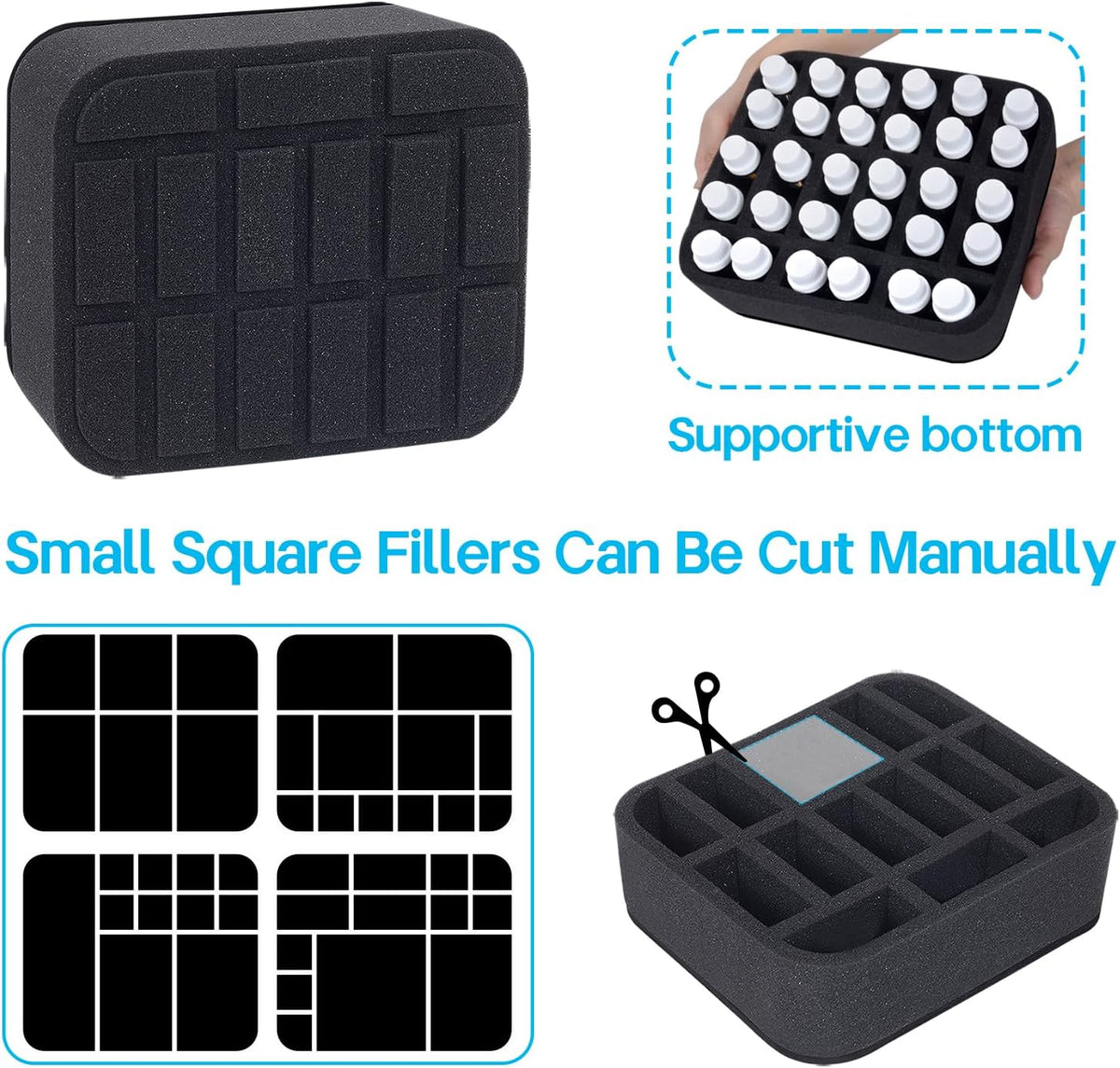 Essential oils Organizer Holder Foam Pad with Slots, Holds 40 bottles of 10ml、15ml Bottles, Removable Dividers，Black