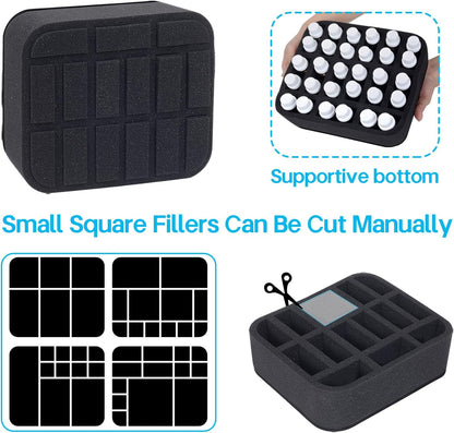 Essential oils Organizer Holder Foam Pad with Slots, Holds 40 bottles of 10ml、15ml Bottles, Removable Dividers，Black