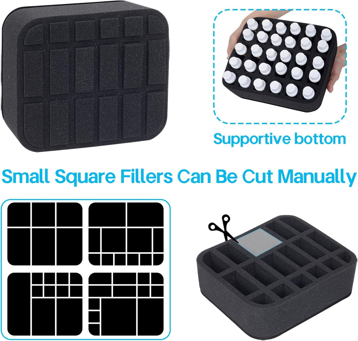 Essential oils Organizer Holder Foam Pad with Slots, Holds 40 bottles of 10ml、15ml Bottles, Removable Dividers，Black
