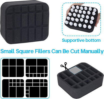 Essential oils Organizer Holder Foam Pad with Slots, Holds 40 bottles of 10ml、15ml Bottles, Removable Dividers，Black