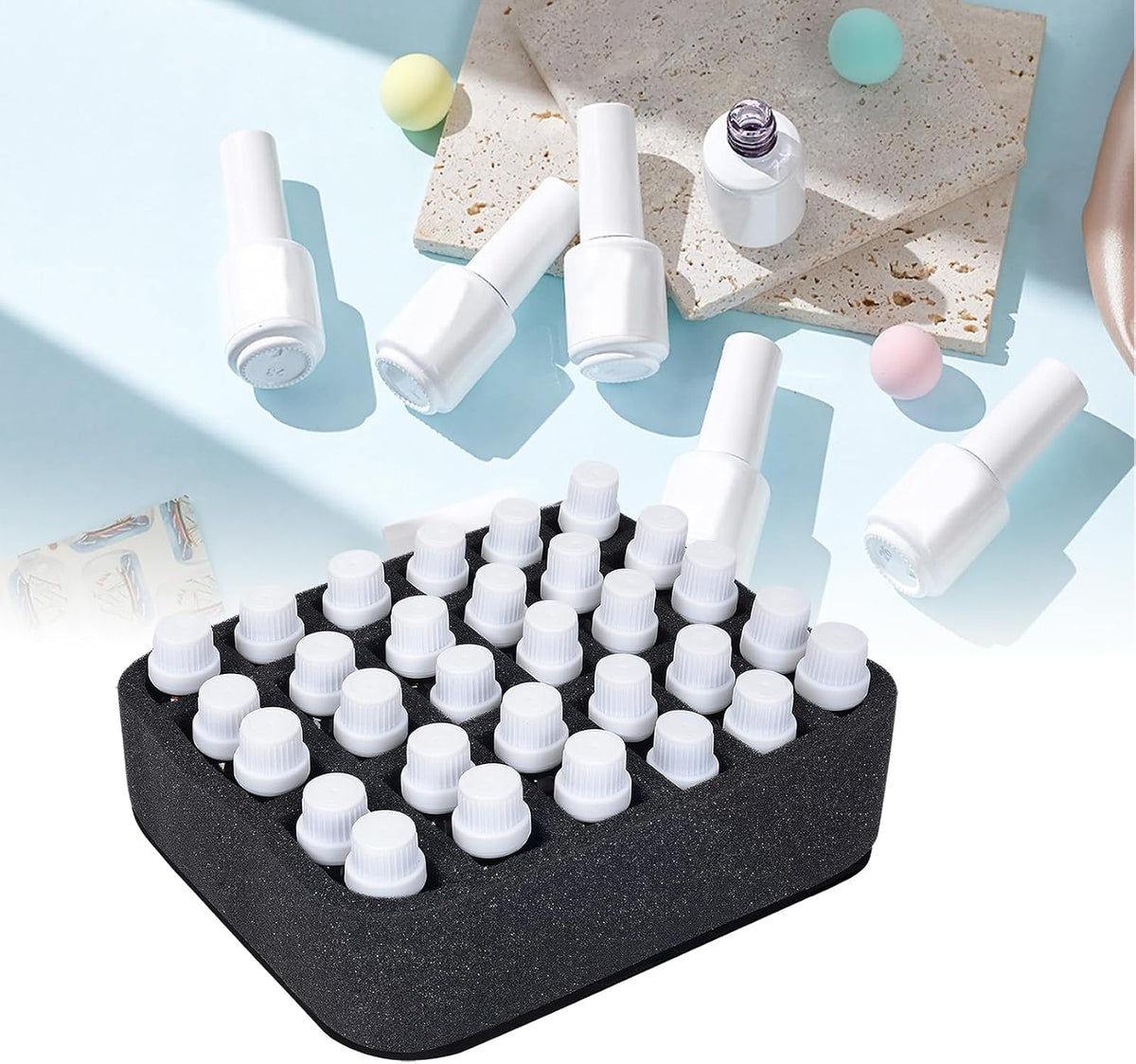 Essential oils Organizer Holder Foam Pad with Slots, Holds 40 bottles of 10ml、15ml Bottles, Removable Dividers，Black