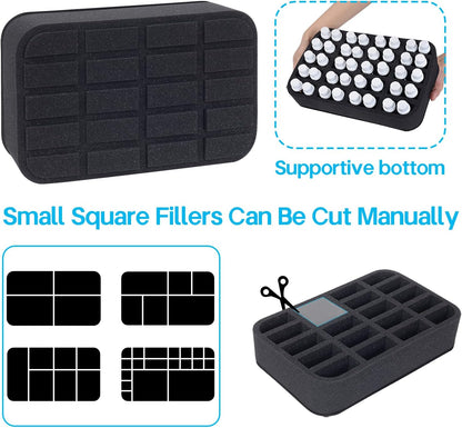 Essential oils Organizer Holder Foam Pad with Slots, Holds 40 bottles of 10ml、15ml Bottles, Removable Dividers，Black