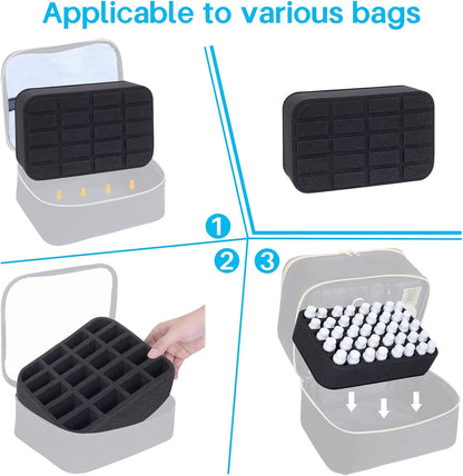 Essential oils Organizer Holder Foam Pad with Slots, Holds 40 bottles of 10ml、15ml Bottles, Removable Dividers，Black