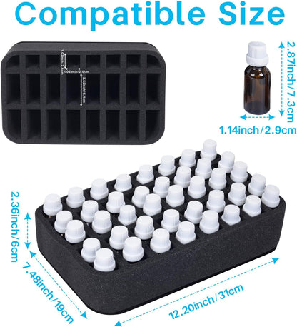 Essential oils Organizer Holder Foam Pad with Slots, Holds 40 bottles of 10ml、15ml Bottles, Removable Dividers，Black