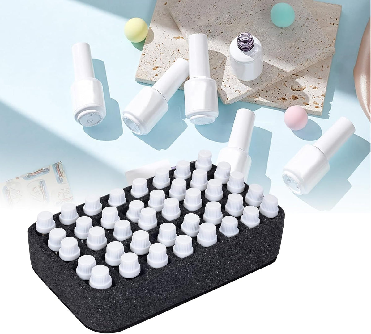 Essential oils Organizer Holder Foam Pad with Slots, Holds 40 bottles of 10ml、15ml Bottles, Removable Dividers，Black