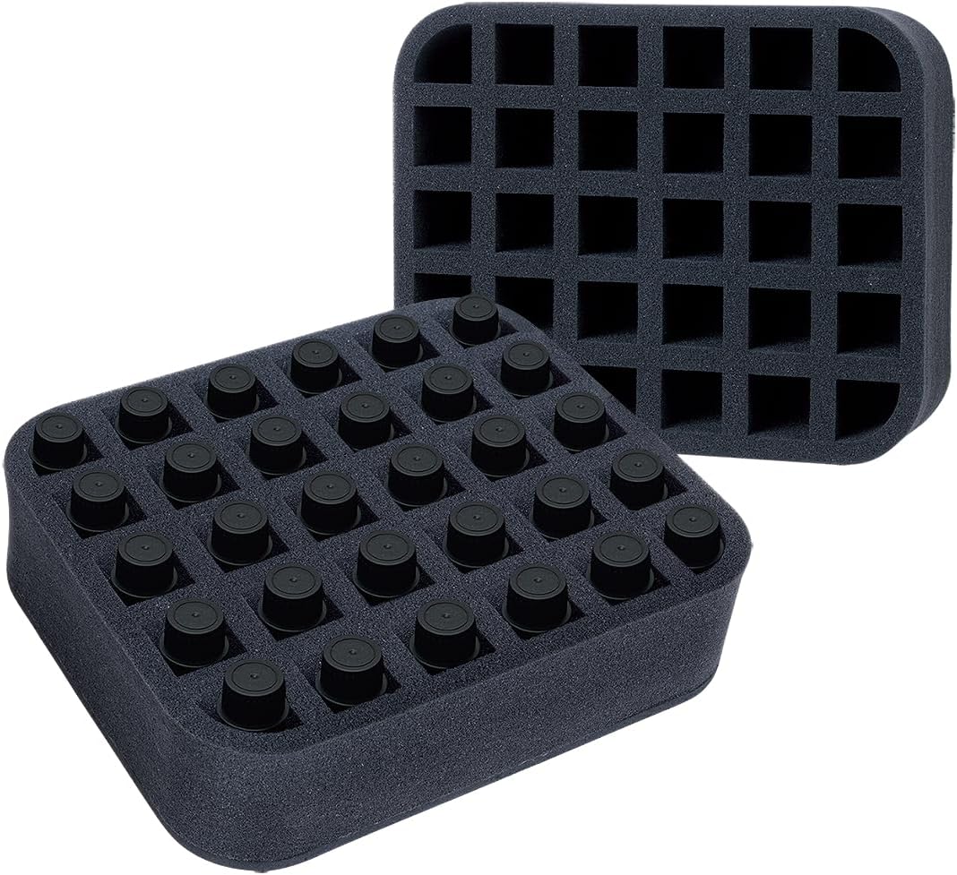 Essential oils Organizer Holder Foam Pad with Slots, Holds 40 bottles of 10ml、15ml Bottles, Removable Dividers，Black