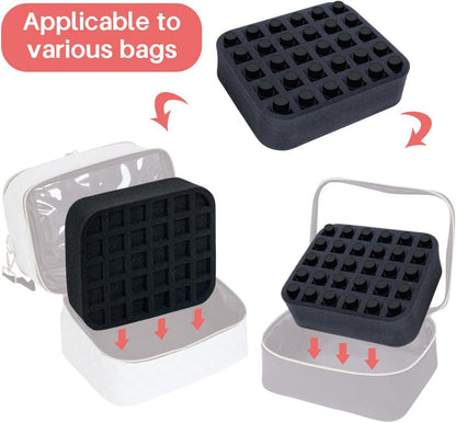Essential oils Organizer Holder Foam Pad with Slots, Holds 40 bottles of 10ml、15ml Bottles, Removable Dividers，Black