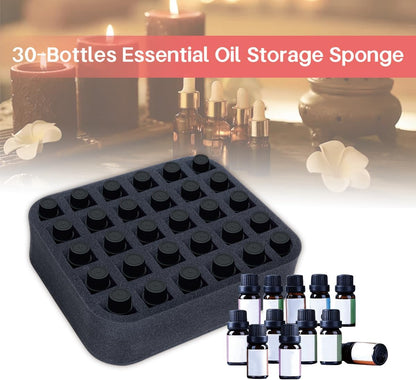 Essential oils Organizer Holder Foam Pad with Slots, Holds 40 bottles of 10ml、15ml Bottles, Removable Dividers，Black