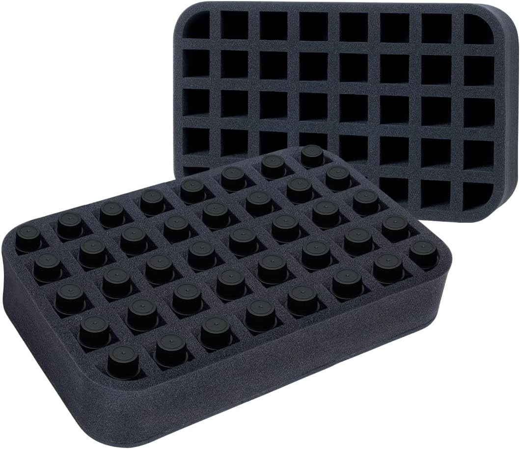 Essential oils Organizer Holder Foam Pad with Slots, Holds 40 bottles of 10ml、15ml Bottles, Removable Dividers，Black