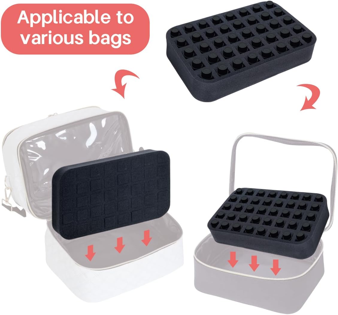 Essential oils Organizer Holder Foam Pad with Slots, Holds 40 bottles of 10ml、15ml Bottles, Removable Dividers，Black