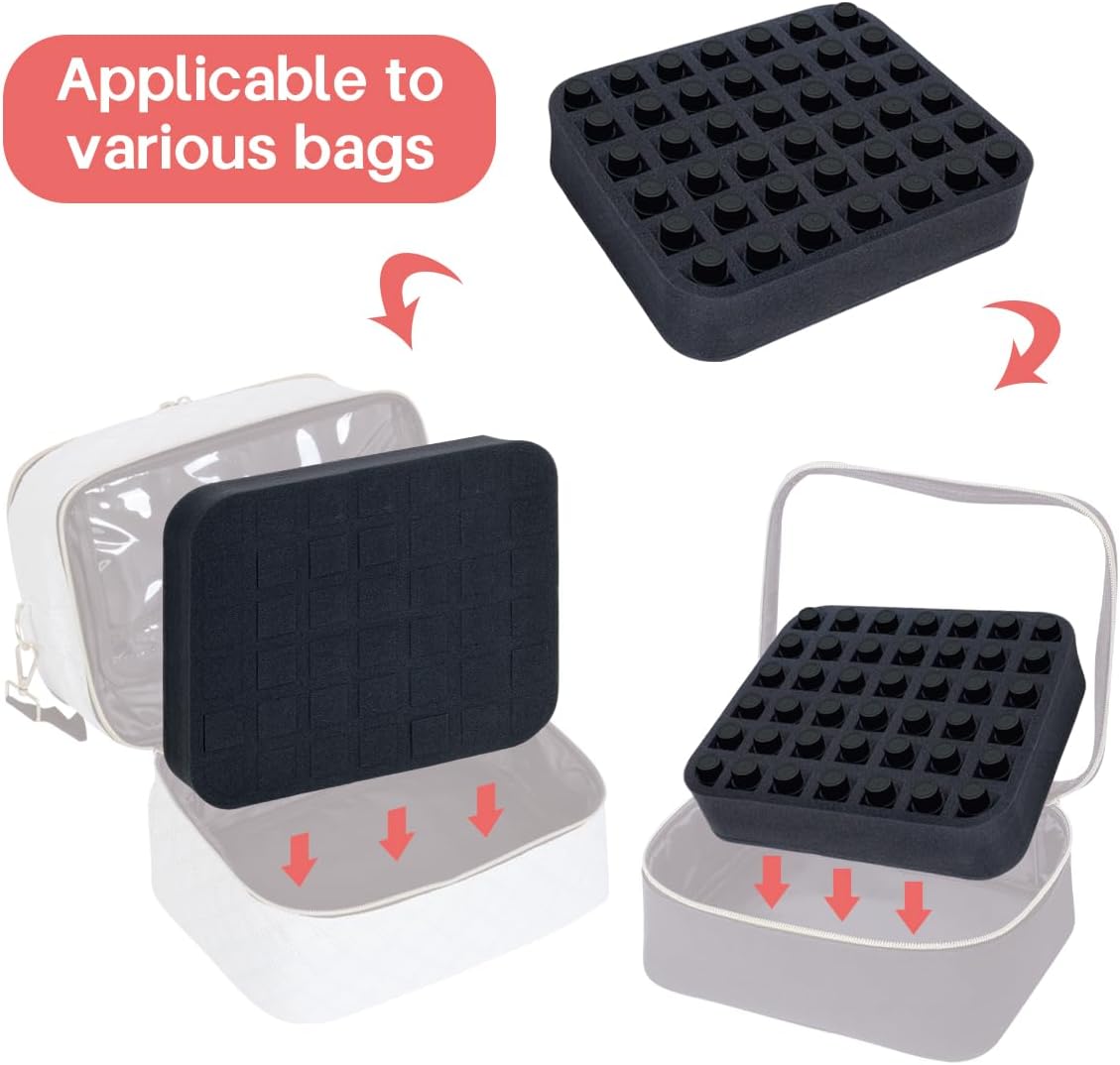Essential oils Organizer Holder Foam Pad with Slots, Holds 40 bottles of 10ml、15ml Bottles, Removable Dividers，Black